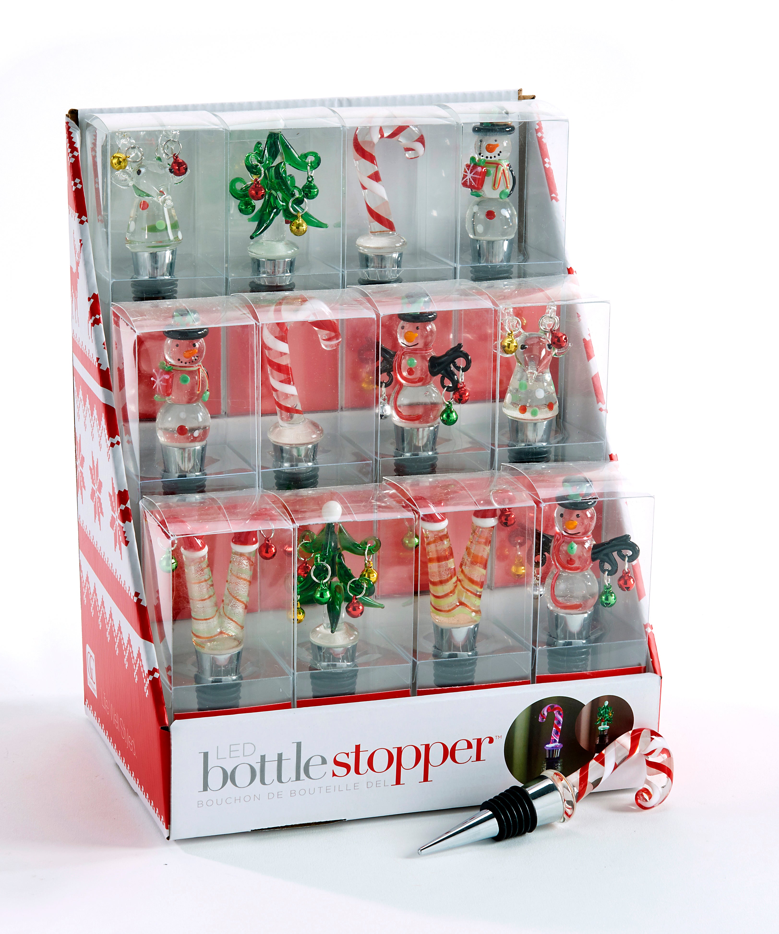 Glass LED Lighted Christmas Wine Stopper