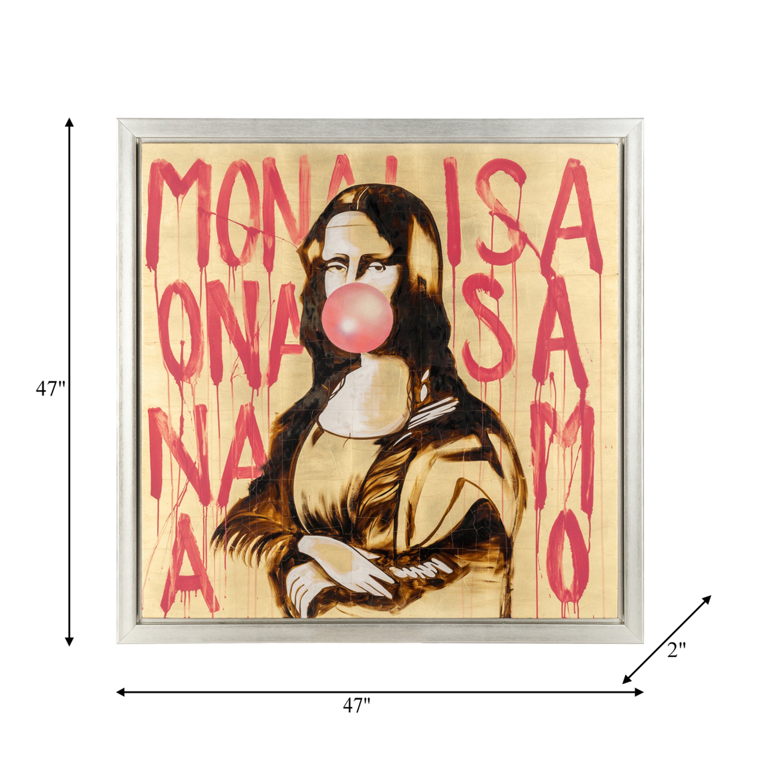 Hand Painted Bubble Gum Mona Lisa, 47x47