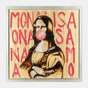 Hand Painted Bubble Gum Mona Lisa, 47x47