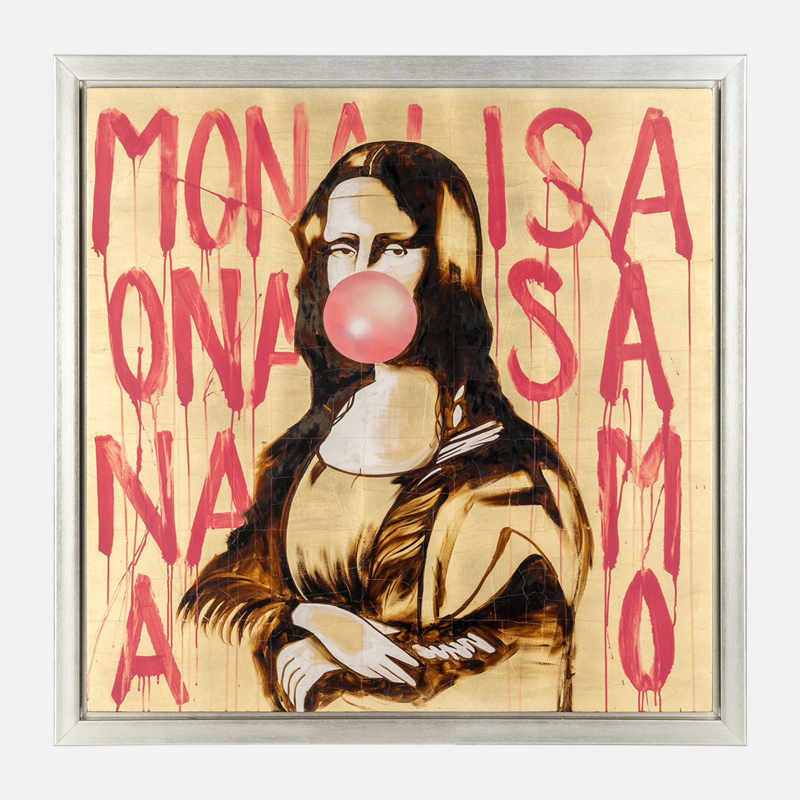 Hand Painted Bubble Gum Mona Lisa, 47x47