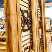 Pair of Antique Doors Wrought Iron and Glass Inlay