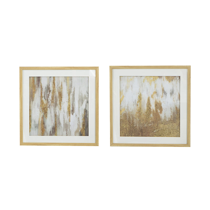 Framed Gold and Gray Wall Art with Glass Cover