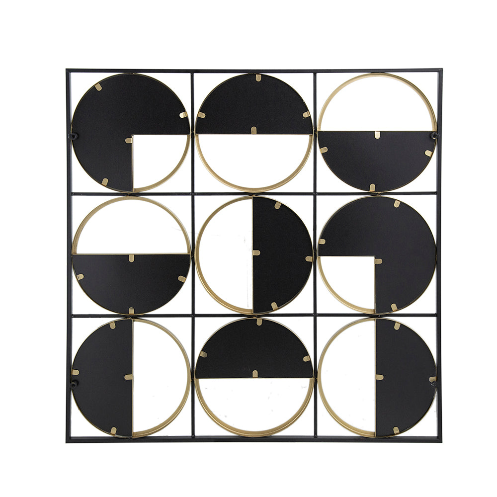 Mirror Square with Black Metal Frame and Circles