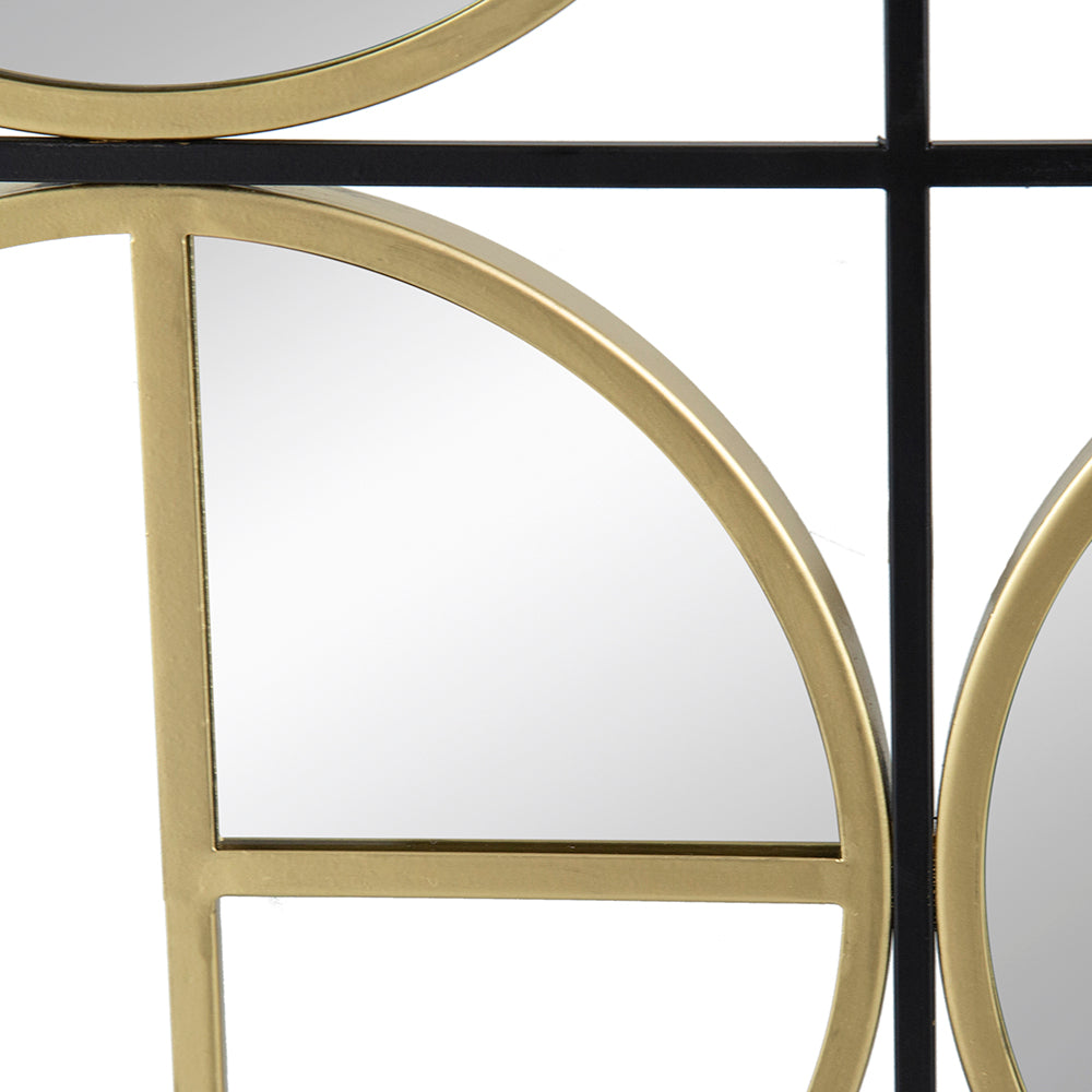 Mirror Square with Black Metal Frame and Circles