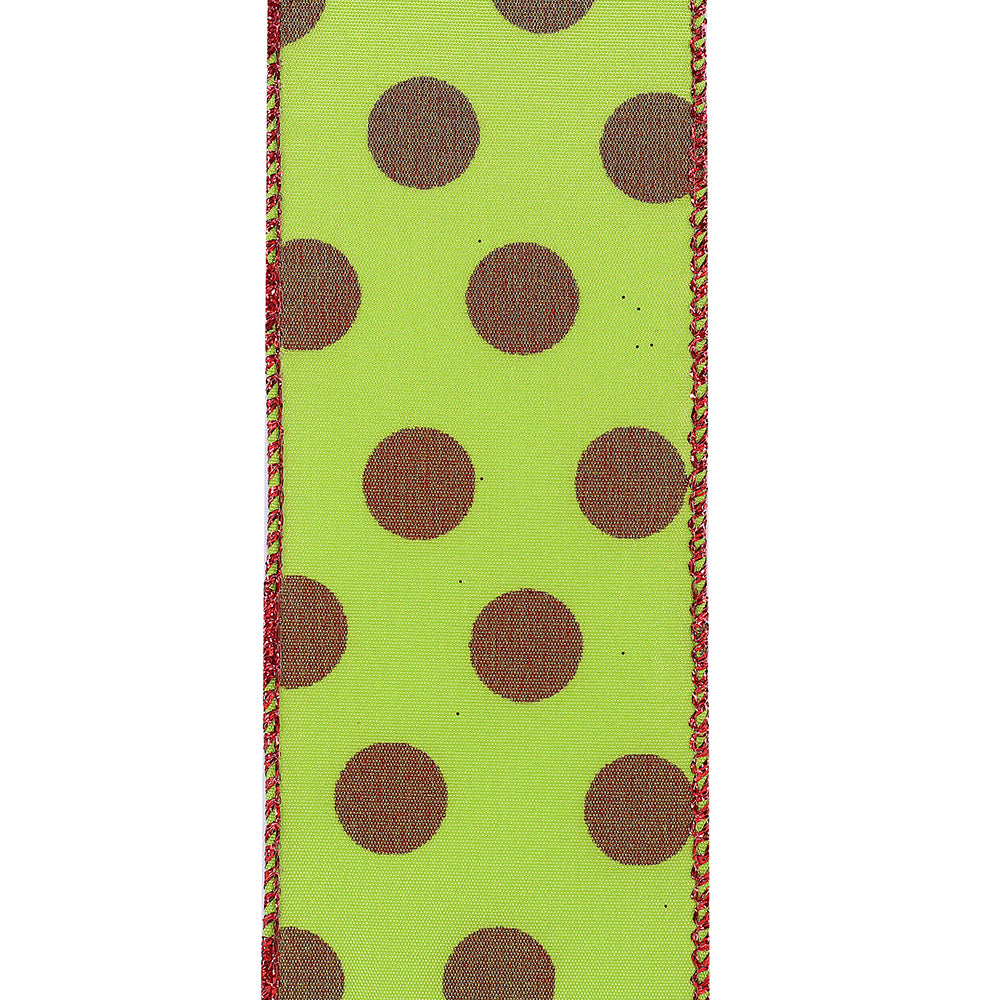 Ribbon Red Dot Glitter Wired 2.5"x50yd