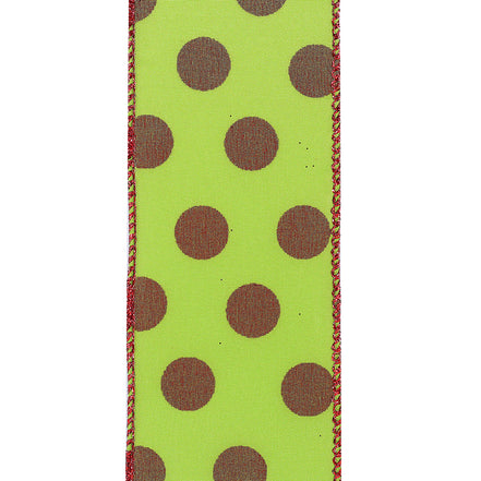 Ribbon Red Dot Glitter Wired 2.5"x50yd