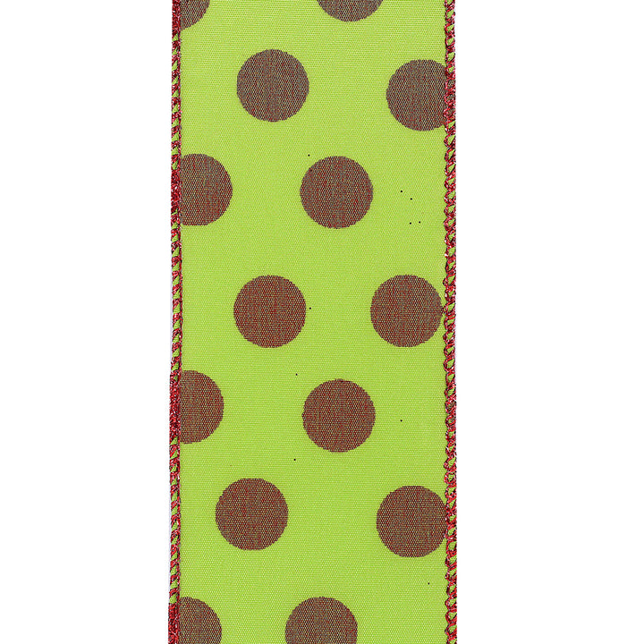 Ribbon Red Dot Glitter Wired 2.5"x50yd