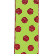 Ribbon Red Dot Glitter Wired 2.5