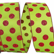 Ribbon Red Dot Glitter Wired 2.5