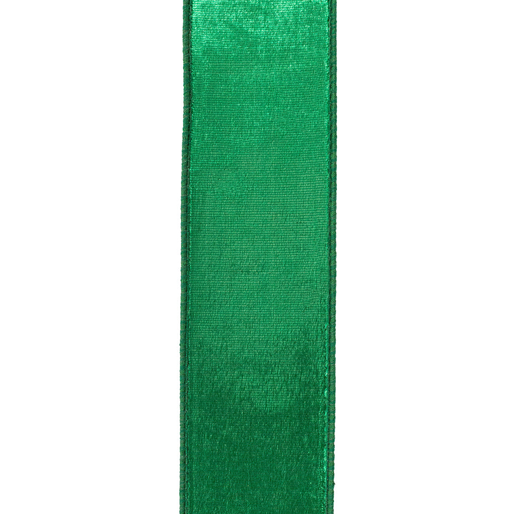 Designer Plush Velvet Emerald Wired Ribbon 2-1/2"x10yds