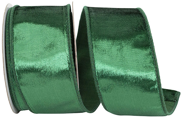 Designer Plush Velvet Emerald Wired Ribbon 2-1/2"x10yds