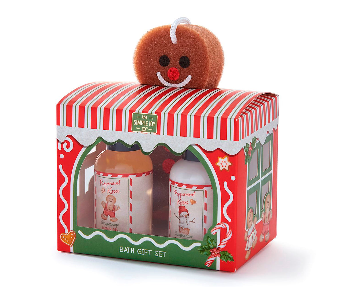 Gingersnap Scented Shower Gel, Body Lotion, & Mesh Sponge Gift Set