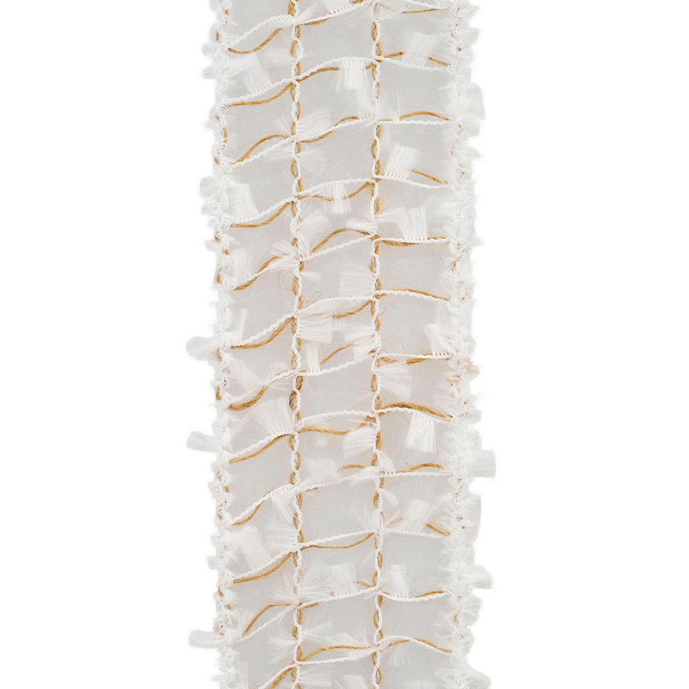 Box Jute Snow Wired Ribbon 2-3/4