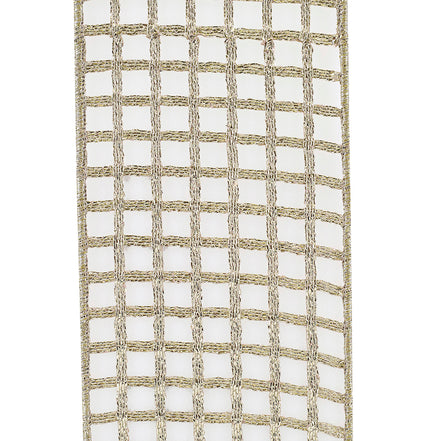 Ribbon Open Mesh Deluxe Metallic Wired 4"x5yd