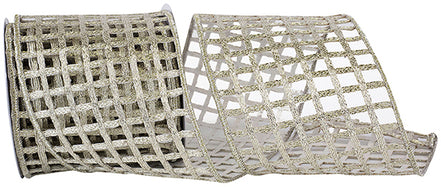 Ribbon Open Mesh Deluxe Metallic Wired 4"x5yd
