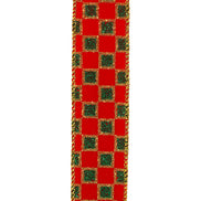Velvet Emerald Checks Glitter Wired Ribbon