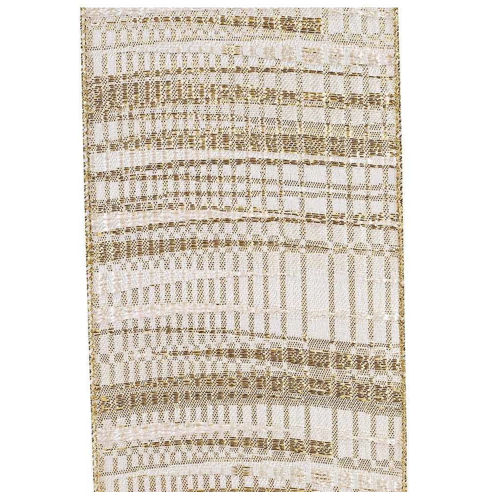 Stripe Brocade Metallic Wired Ribbon