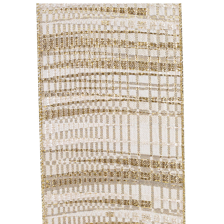 Stripe Brocade Metallic Wired Ribbon