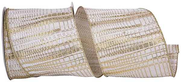 Stripe Brocade Metallic Wired Ribbon 4"x10yds