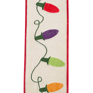 Christmas Light Embroidered Velvet Wired Ribbon 4