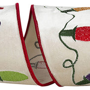 Christmas Light Embroidered Velvet Wired Ribbon 4