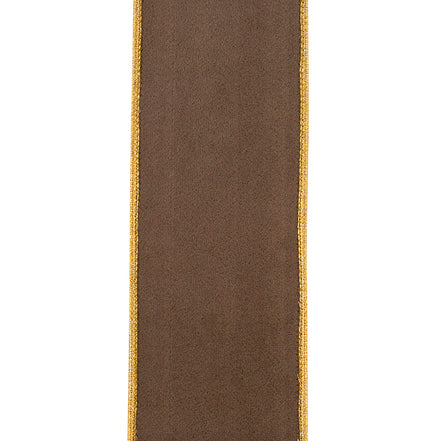 Brown Velvet Touch Metallic Dupioni Wired Ribbon