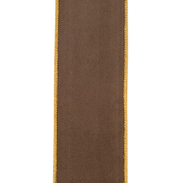 Brown Velvet Touch Metallic Dupioni Wired Ribbon