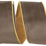 Brown Velvet Touch Metallic Dupioni Wired Ribbon