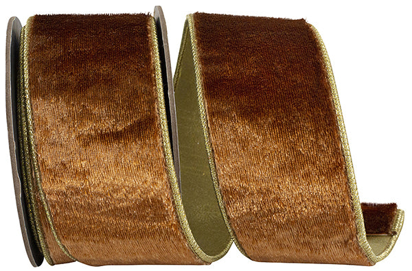 Copper Velvet Metallic Backed Wired Ribbon 2-1/2"x5yds