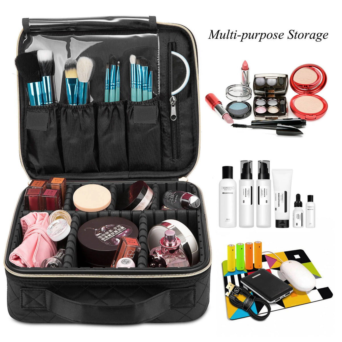 Black Quilted Makeup Case