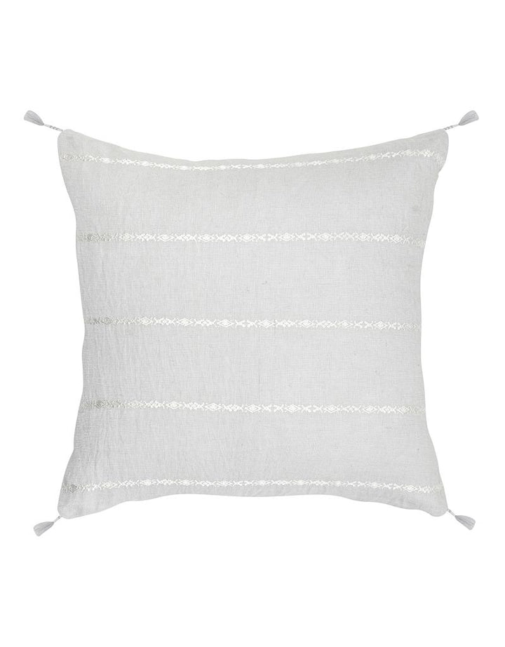 Light Gray & White Embr Stripes Linen Pillow