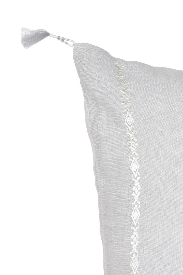 Light Gray & White Embr Stripes Linen Pillow