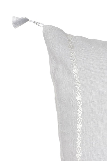 Light Gray & White Embr Stripes Linen Pillow