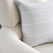 Light Gray & White Embr Stripes Linen Pillow
