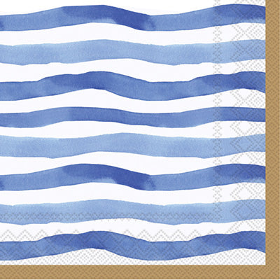 Napkin Cocktail Wavy Blue Stripe