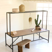 Metal Store Display Table w/ Wooden Top