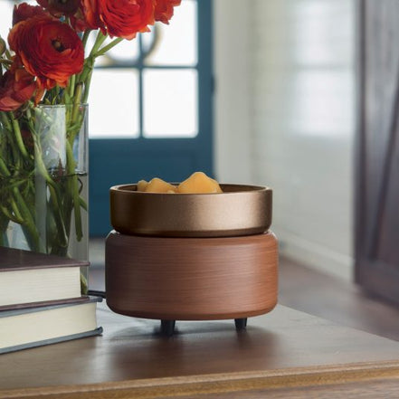 Fragrance Warmer Pewter Walnut 2-In-1