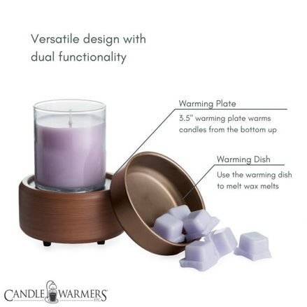 Fragrance Warmer Pewter Walnut 2-In-1