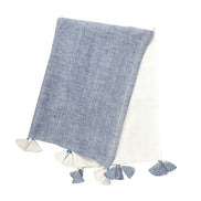 Colorblocked Linen Blanket with Tassels