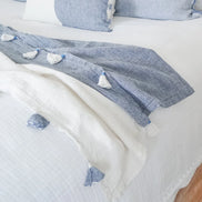 Colorblocked Linen Blanket with Tassels