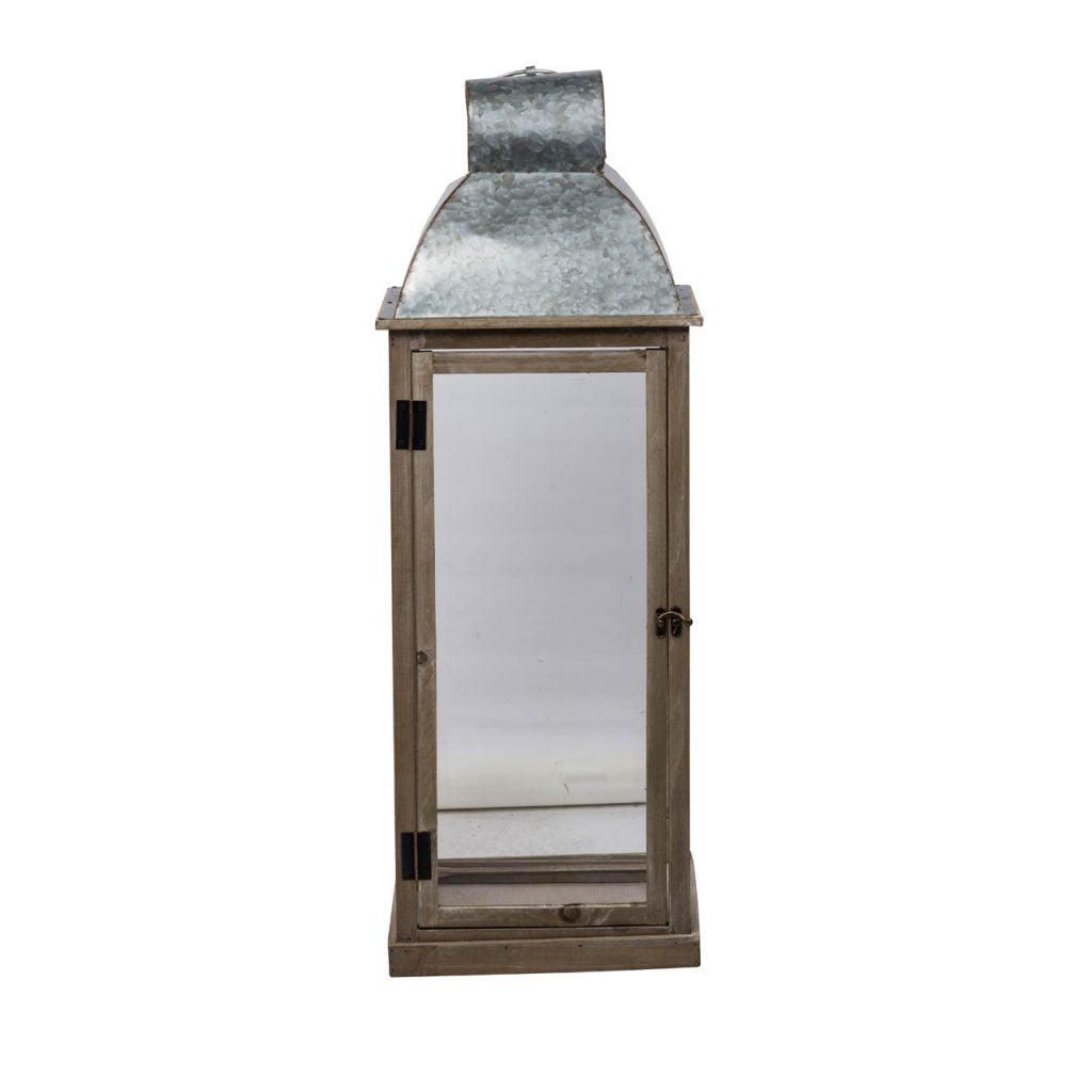 Lantern Silver & Natural Wood