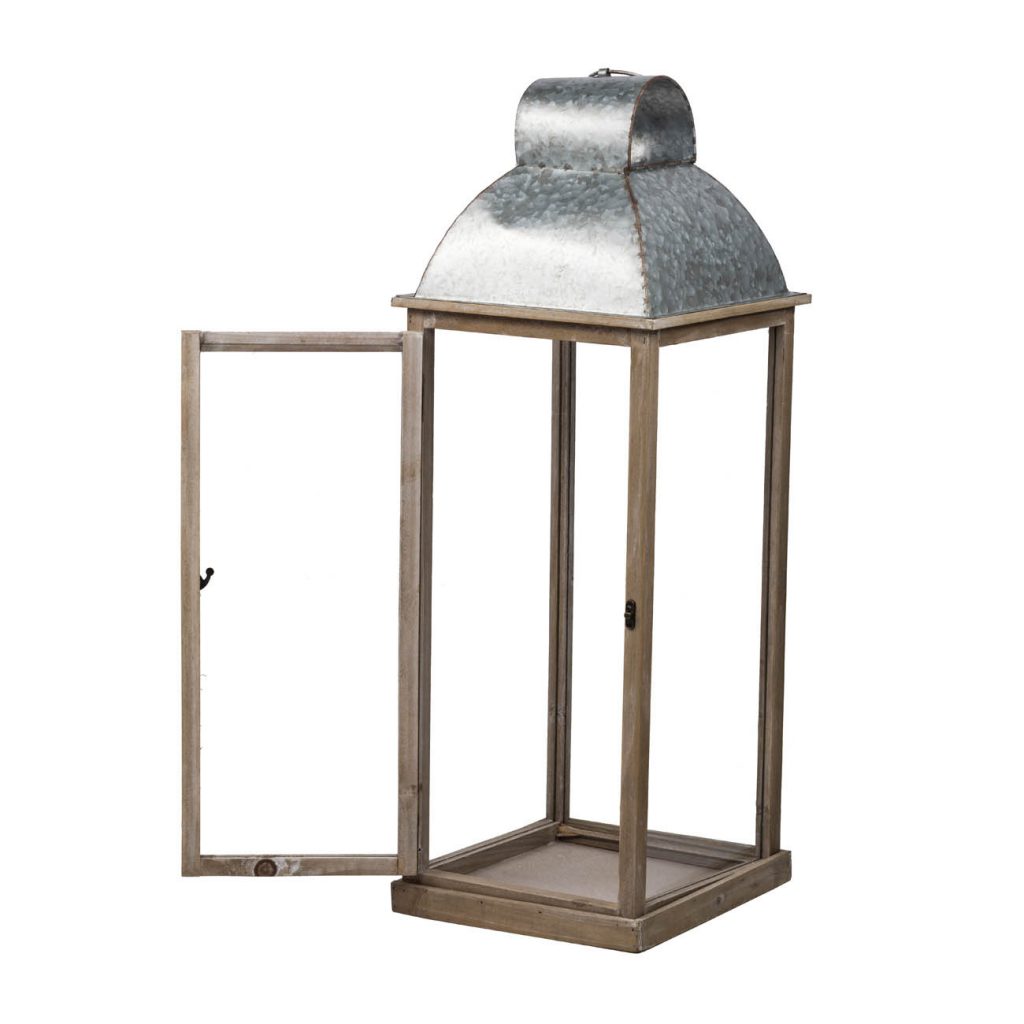 Lantern Silver & Natural Wood