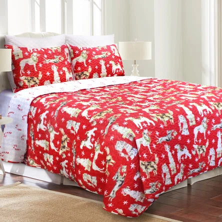 Bedding Quilt Christmas Pups