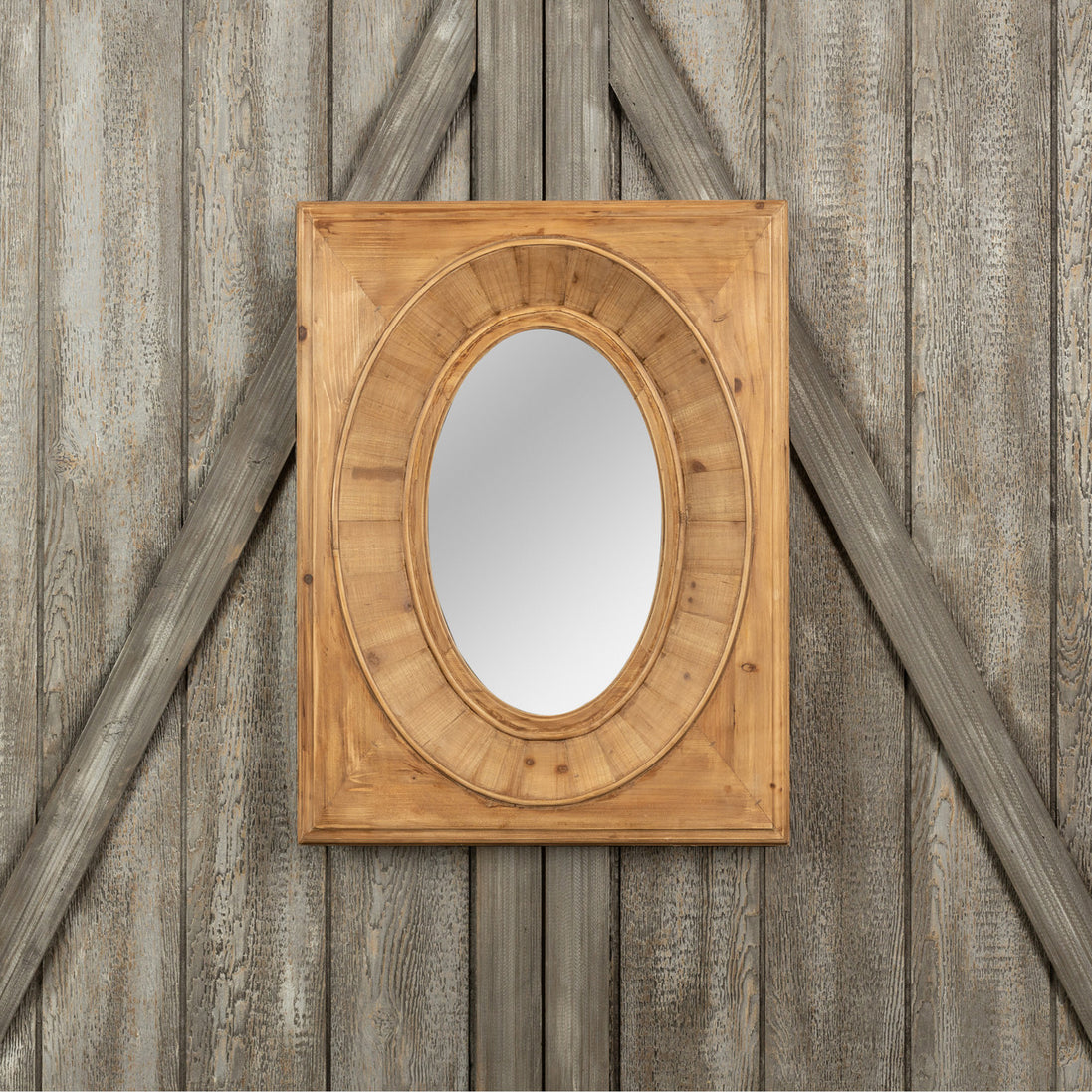Wood Frame Oval Mirror