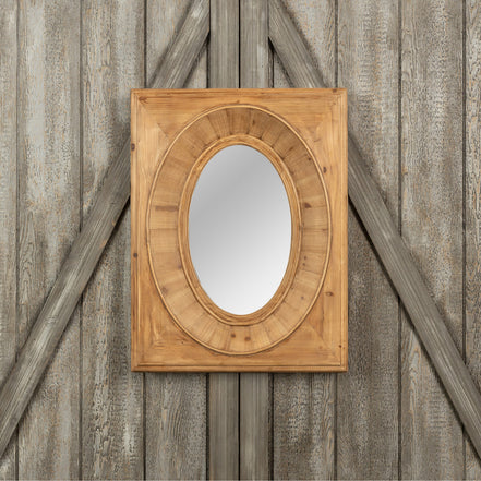 Wood Frame Oval Mirror