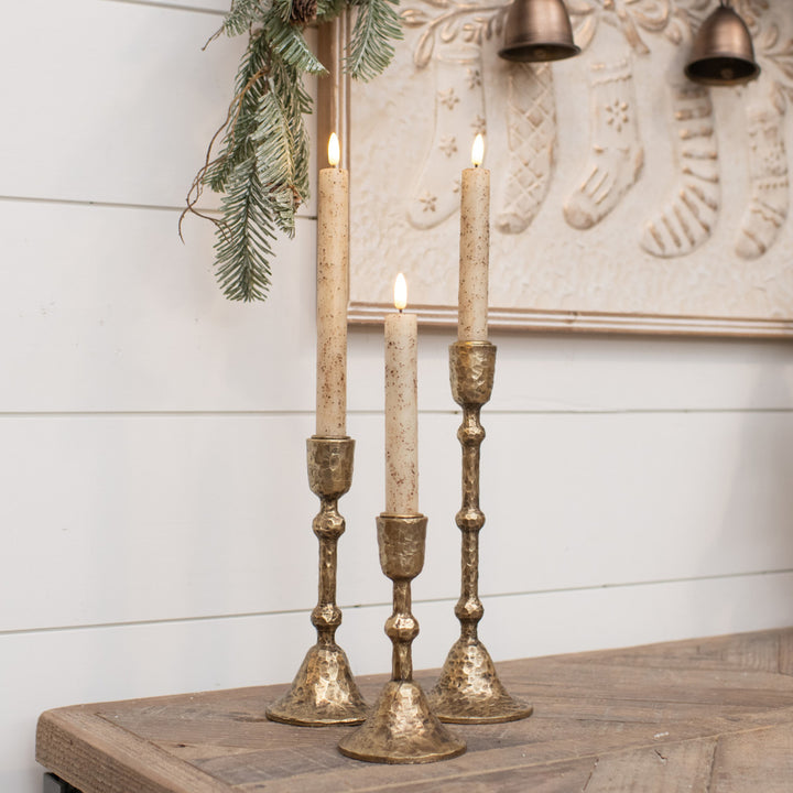 Hammered Gold Taper Candle Holders