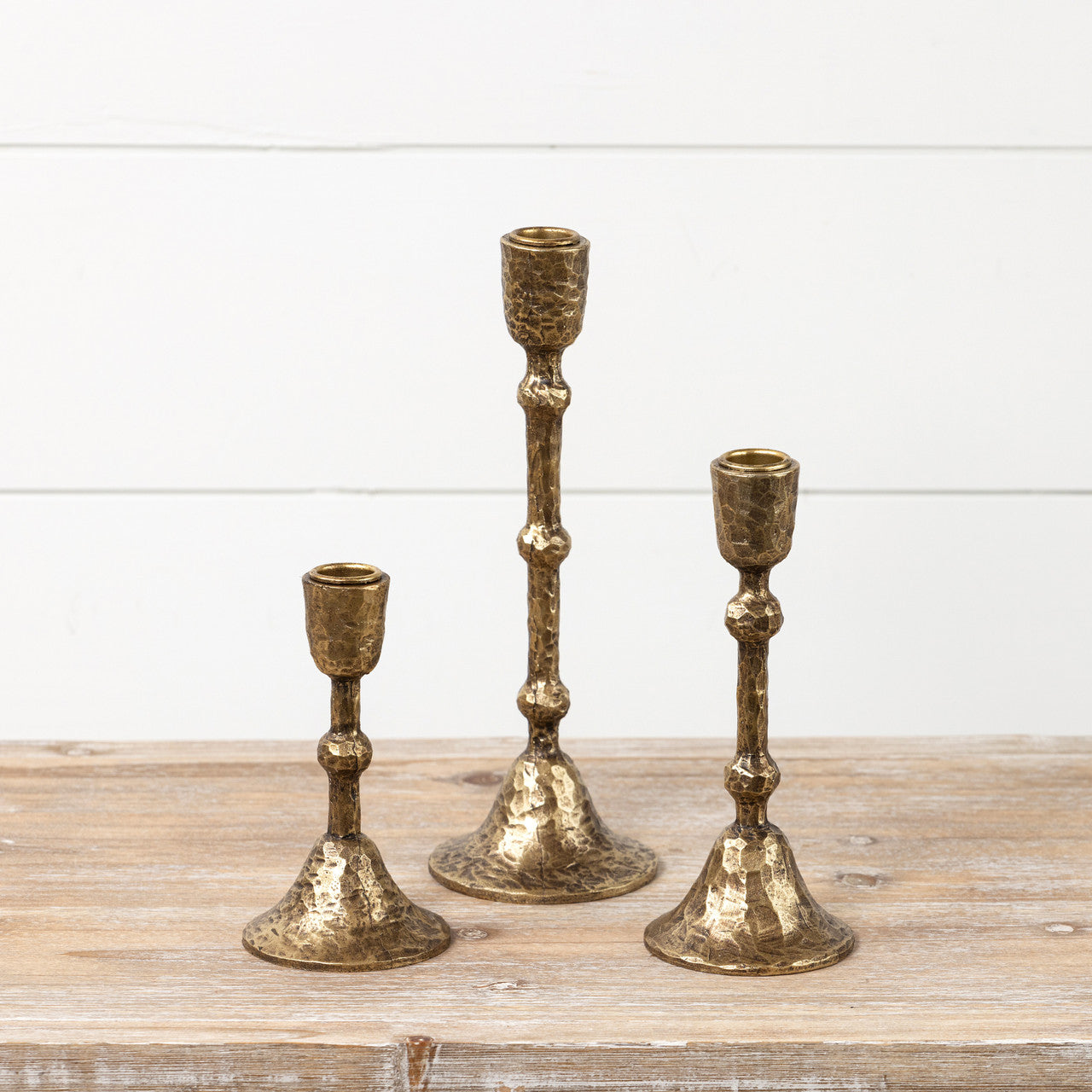 Hammered Gold Taper Candle Holders Halo Home