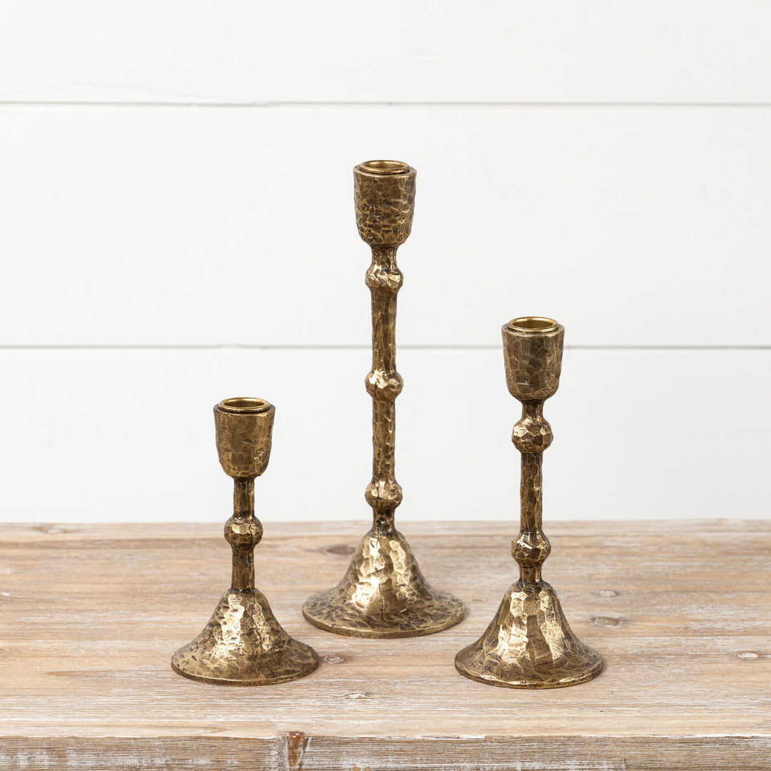 Hammered Gold Taper Candle Holders