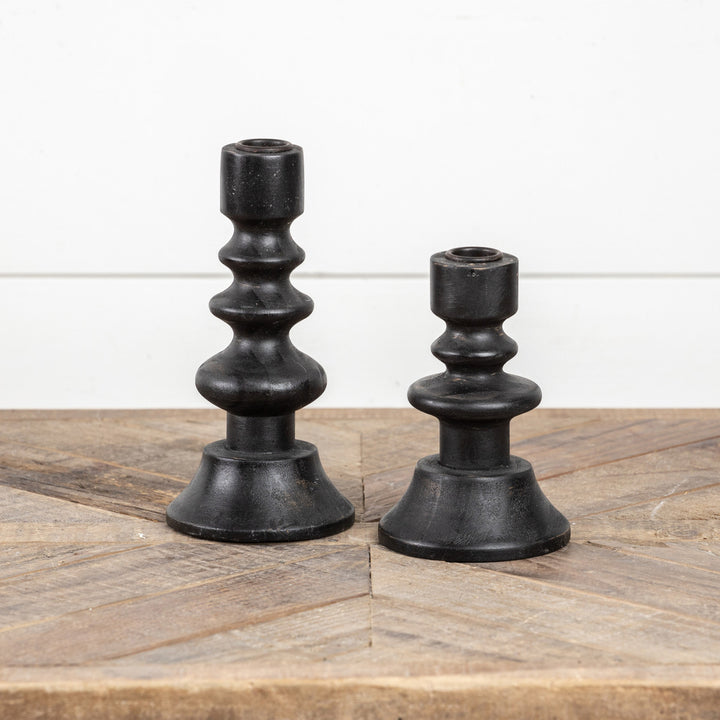 Black Spindle Candle Holders