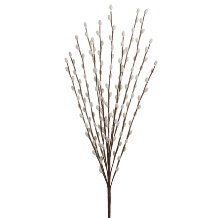28" White Pussy Willow Branch